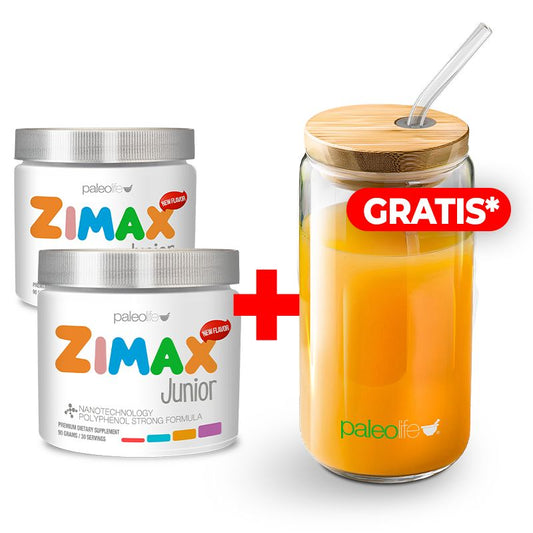 2 Zimax® Junior + EcoVaso de Vidrio y Bambú